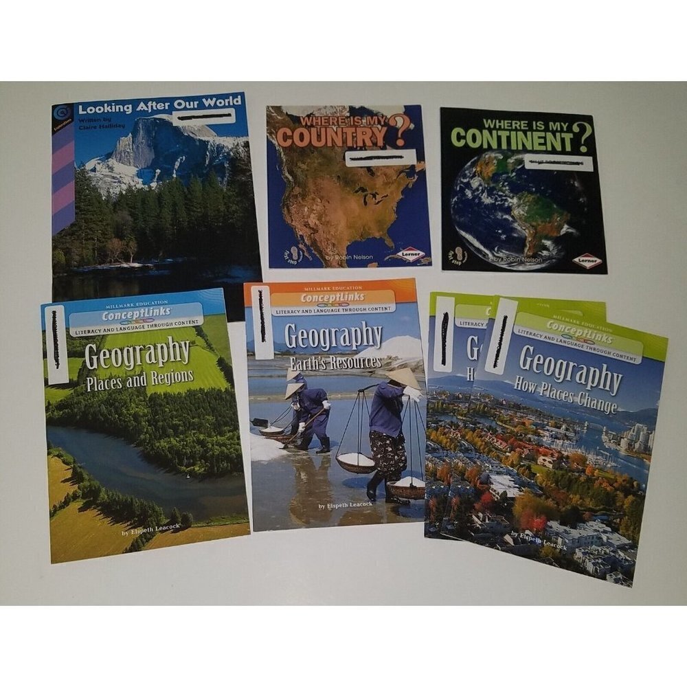 7 Paperback Book Lot Geography Continent World Country Teacher Classroom Library